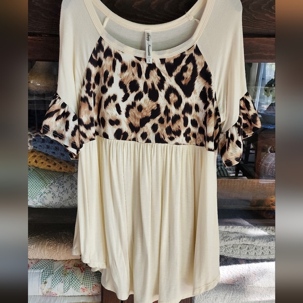 Simply Irresistible Cream and Leopard Print Blouse